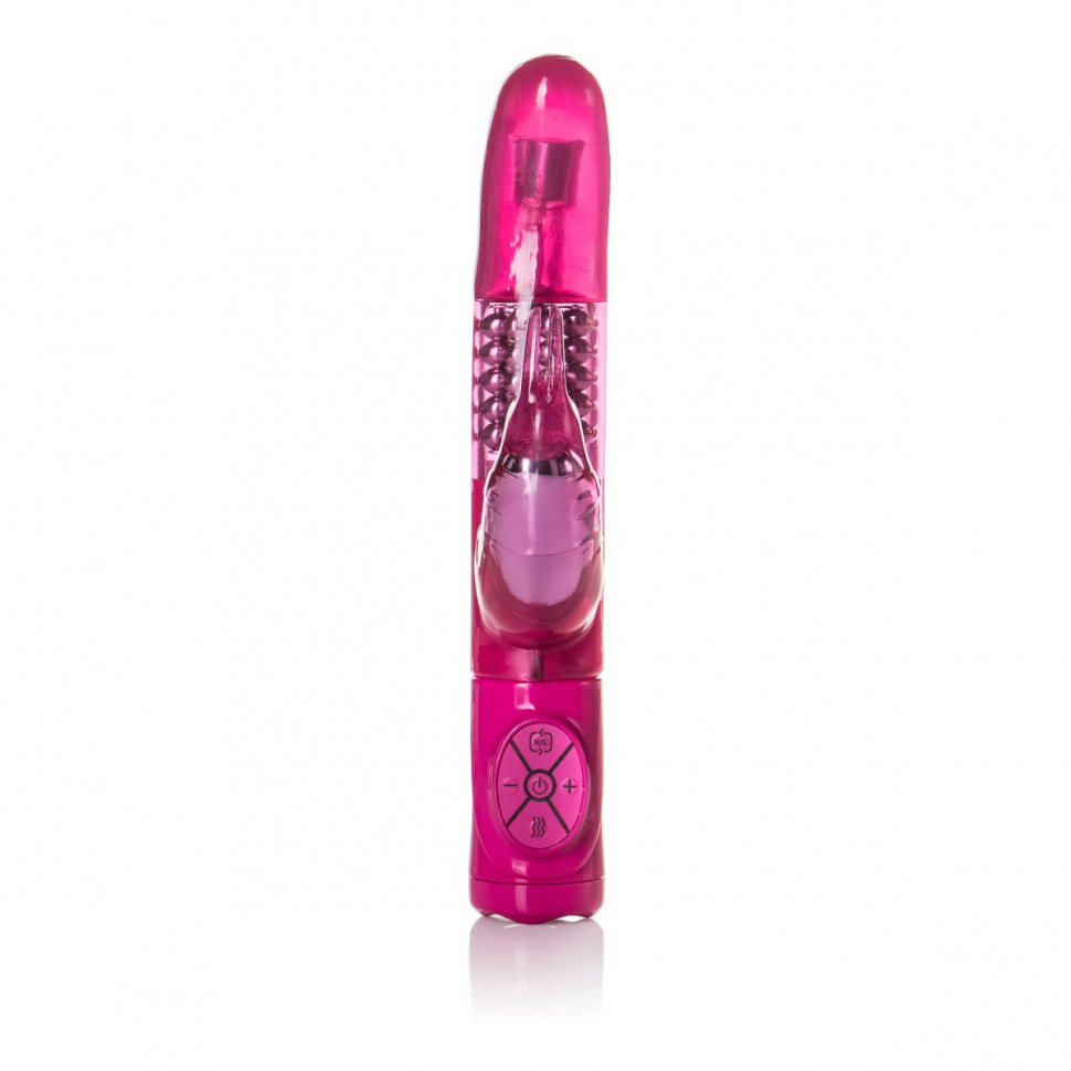 Розовый вибромассажер Advanced G Jack Rabbit с клиторальным зайчиком - 18 см.
