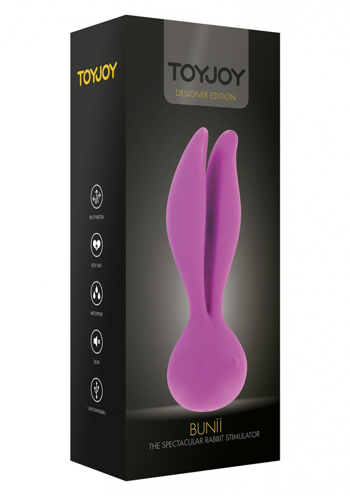 Фиолетовый вибростимулятор Bunii Rabbit - 14 см.