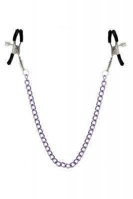 Зажимы для сосков с фиолетовой цепочкой Sweet Caress Nipple Chain