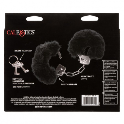 Металлические наручники с черным мехом Ultra Fluffy Furry Cuffs