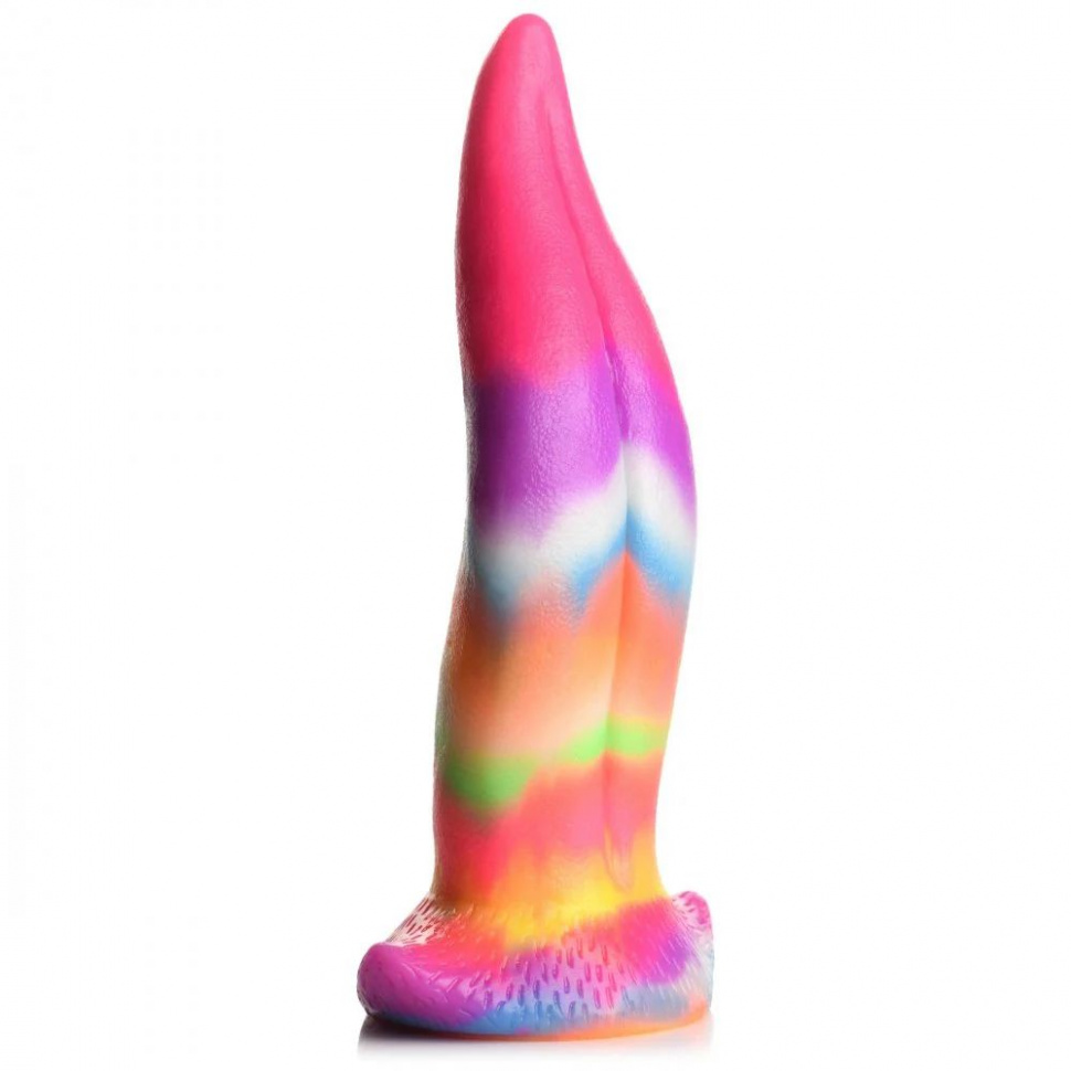 Фантазийный люминесцентный стимулятор-язык Unicorn Kiss Unicorn Tongue Glow-in-the-Dark Silicone Dildo - 21,3 см.