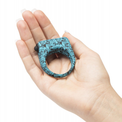 Бирюзовое эрекционное виброкольцо на пенис SILICONE LOVE RING