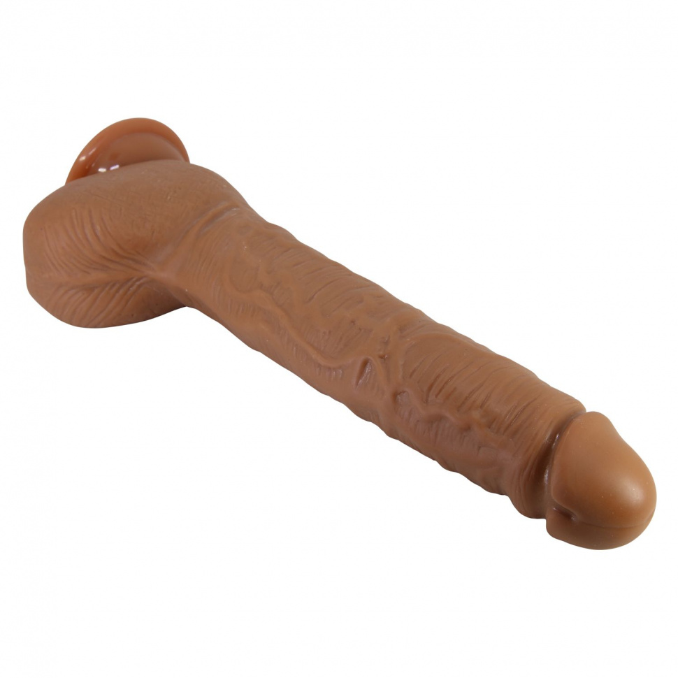 Темно-бежевый фаллоимитатор-гигант на присоске Dick - 28 см.
