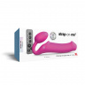 Ярко-розовый безремневой страпон Strap-on-me Vibrating Bendable Strap-On size XL