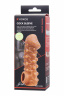 Телесная закрытая насадка с шариками Cock Sleeve 010 Size L - 17,6 см.