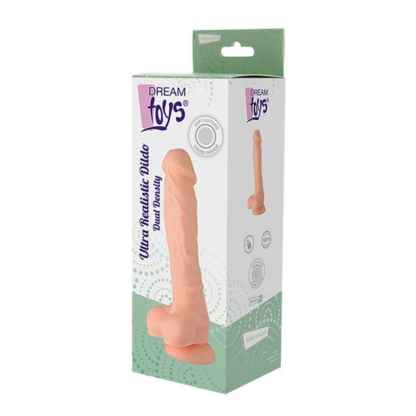 Телесный реалистичный фаллоимитатор DUAL DENSITY SILICONE DILDO - 20 см.