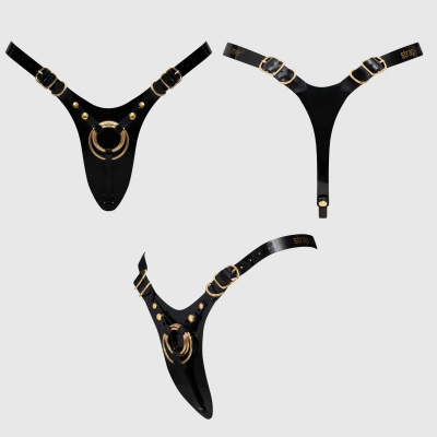 Черный пояс для фиксации насадок Strap-On-Me Leatherette Harness Fabulous