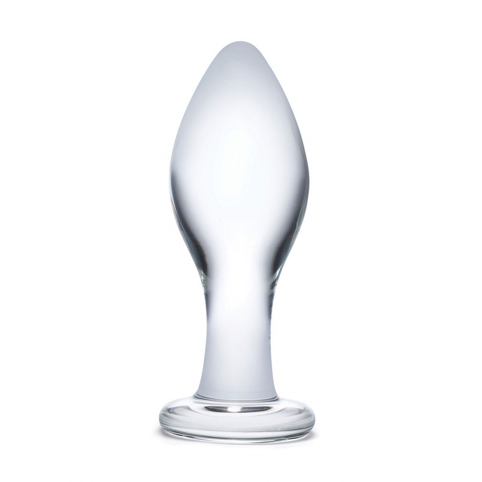 Прозрачная округлая анальная пробка Classic Glass Butt Plug - 10 см.