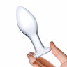 Прозрачная округлая анальная пробка Classic Glass Butt Plug - 10 см.