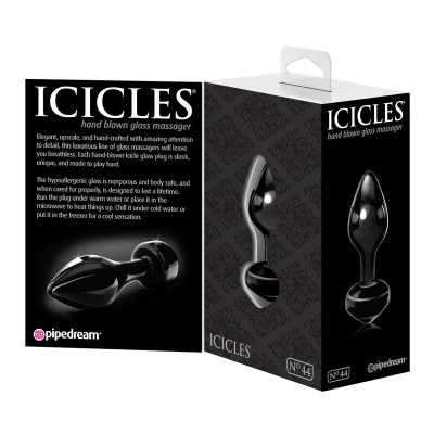 Черная анальная пробка из стекла Icicles No. 44 - 8,5 см.