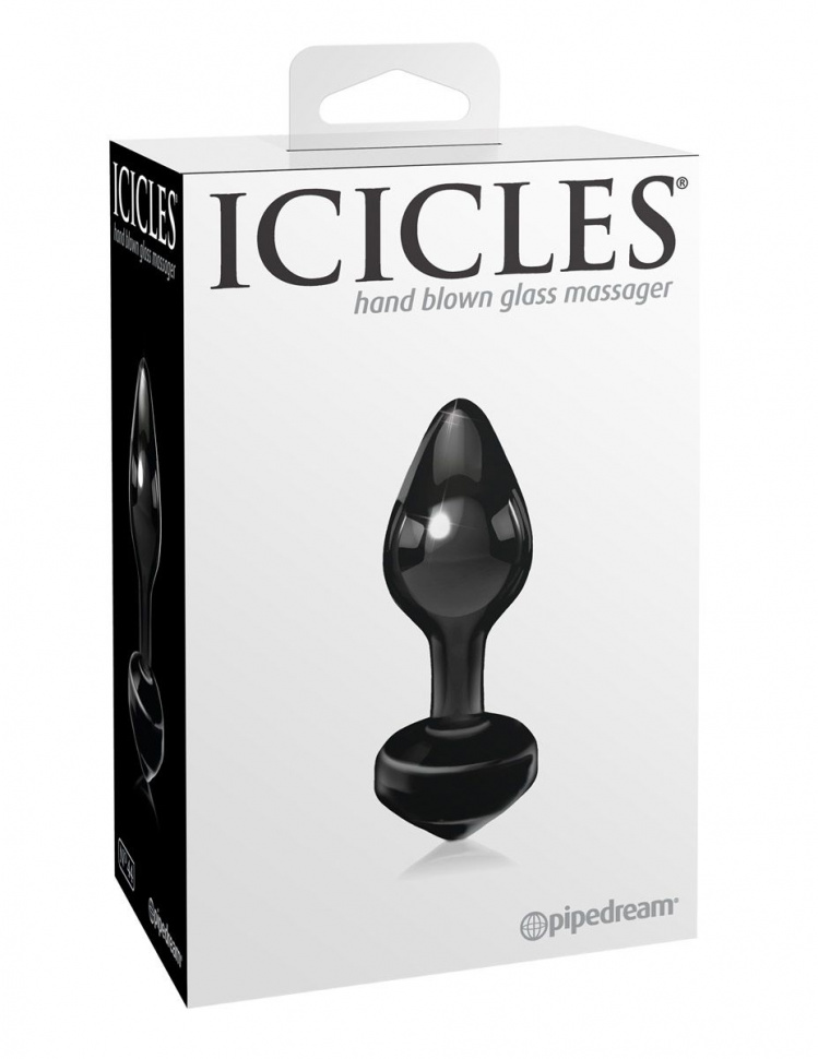 Черная анальная пробка из стекла Icicles No. 44 - 8,5 см.