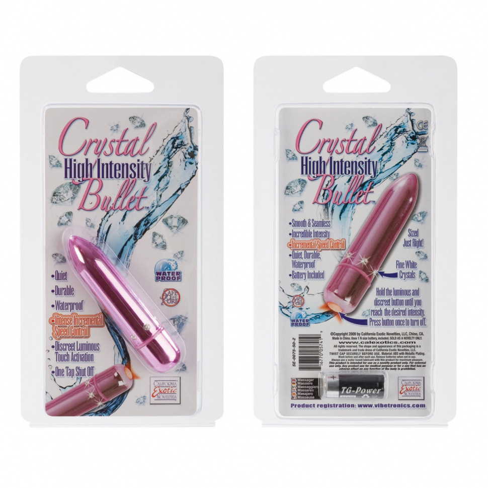 Розовая вибропуля с кристаллами High Intensity Pink