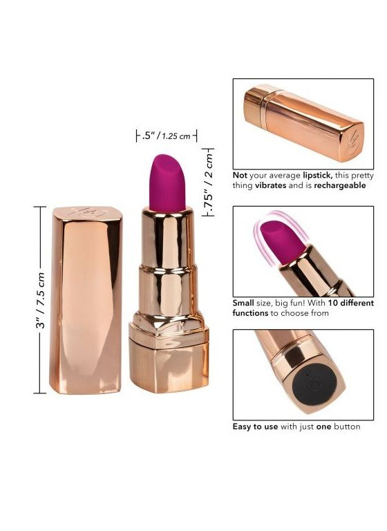 Золотистый вибратор-помада с пурпурным мягким кончиком Hide & Play Rechargeable Lipstick