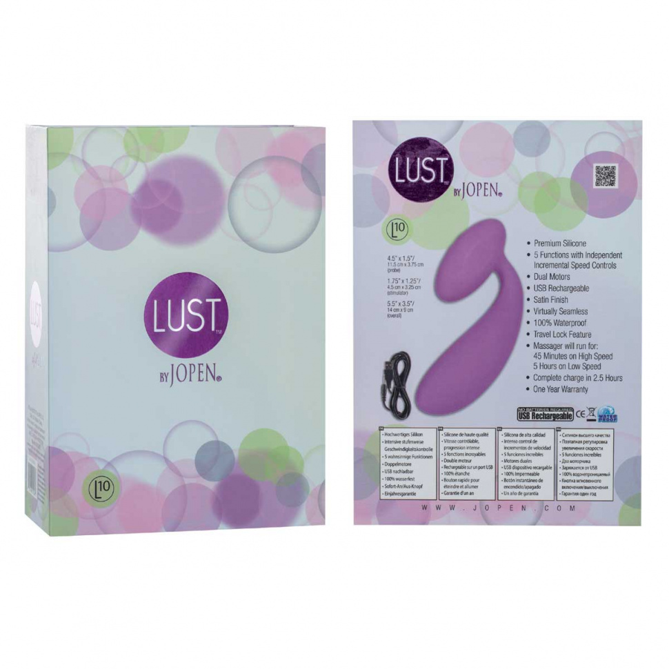 Фиолетовый изогнутый вибратор Lust by JOPEN L10