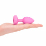 Розовый анальный плаг с кристаллом-сердцем Vibrating Heart Shape Jewel Plug S-M