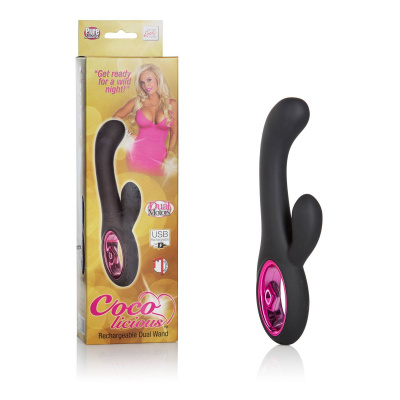 Черный вибромассажер Rechargeable Dual Wand - 25 см.