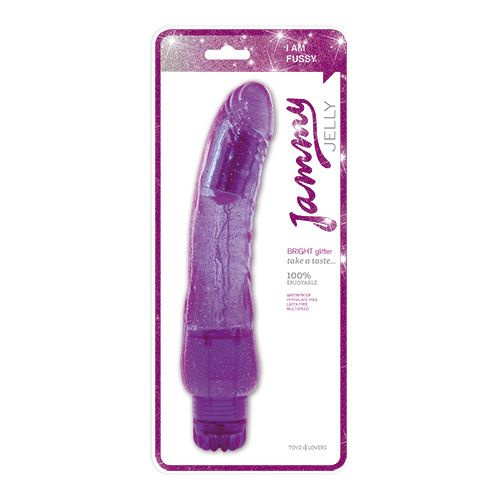 Фиолетовый вибратор  AMMY JELLY BRIGHT GLITTER PURPLE - 24,5 см.
