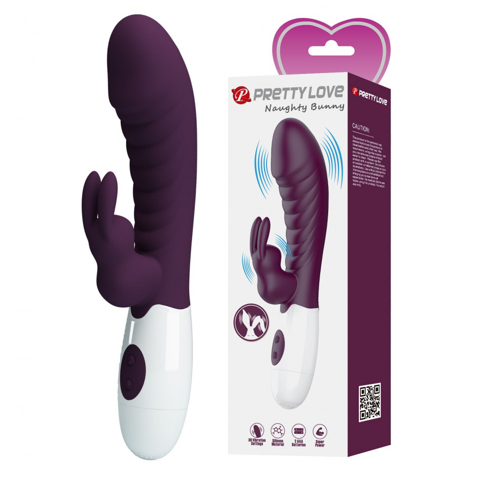 Фиолетовый вибратор-кролик Naughty Bunny - 19,8 см.