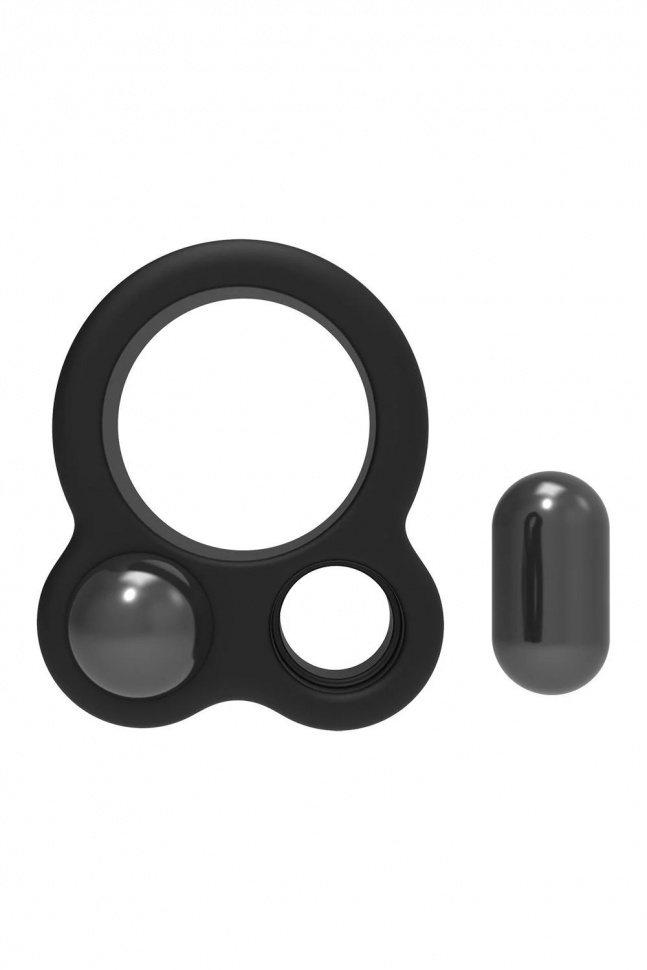 Черное эрекционное кольцо с утяжелителями Cockring Dual Weight