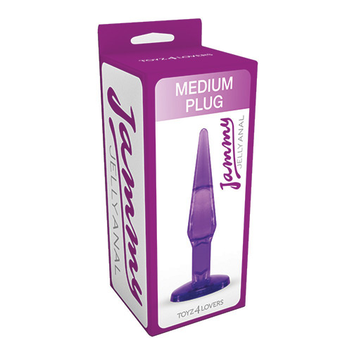 Фиолетовый анальный плаг среднего размера JAMMY JELLY ANAL MEDIUM PLUG VIOLET - 14 см.
