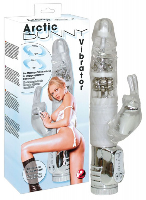 Вибратор Arctic Bunny с клиторальным отростокм - 25,5 см.