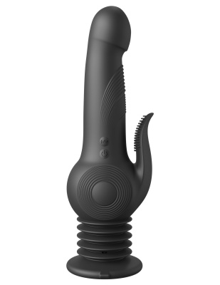 Черный вибратор с функцией фрикций Pogo Thruster - 23,5 см.