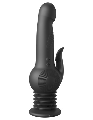Черный вибратор с функцией фрикций Pogo Thruster - 23,5 см.