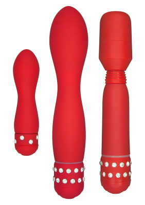 Набор красных вибраторов DIAMOND TRIPLE PLEASURE PACK