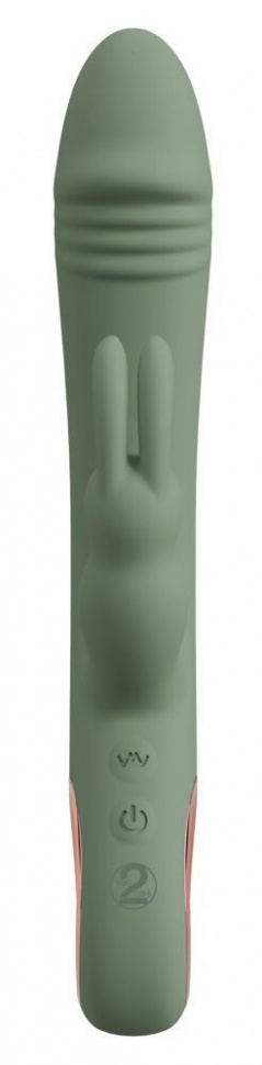 Оливковый вибратор-кролик Slim Rabbit Olive - 21,4 см.