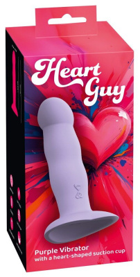 Сиреневый вибростимулятор на присоске Heart Guy - 19,5 см.