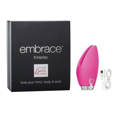 Розовый перезаряжаемый вибромассажер Embrace Foreplay