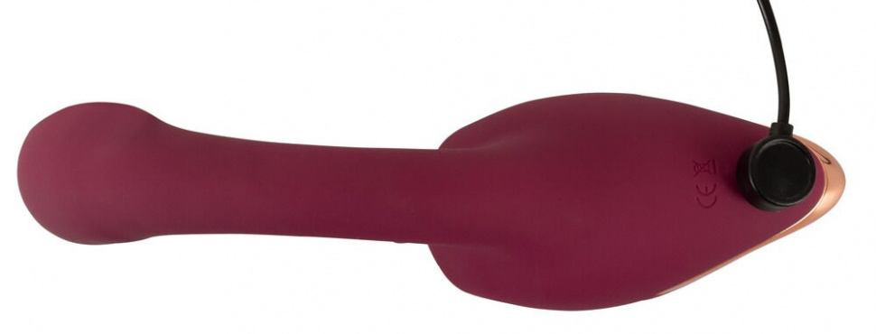 Малиновый вибратор с подвижными язычками 2 Function Vibrator - 20,6 см.
