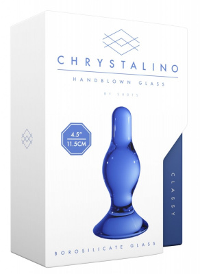 Синяя стеклянная анальная пробка Classy - 11,5 см.