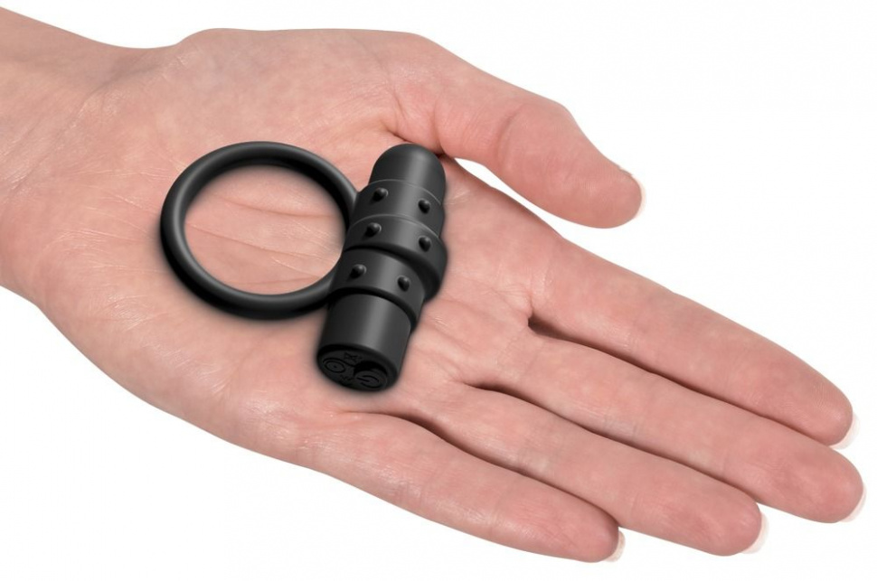 Черное перезаряжаемое эрекционное кольцо Vibrating Silicone C-Ring