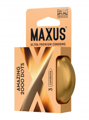 Точечные презервативы MAXUS 2000 Amazing Dots с железным кейсом - 3 шт.