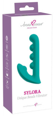 Зеленый вибратор SYLORA Unique Beads Vibrator - 17 см.