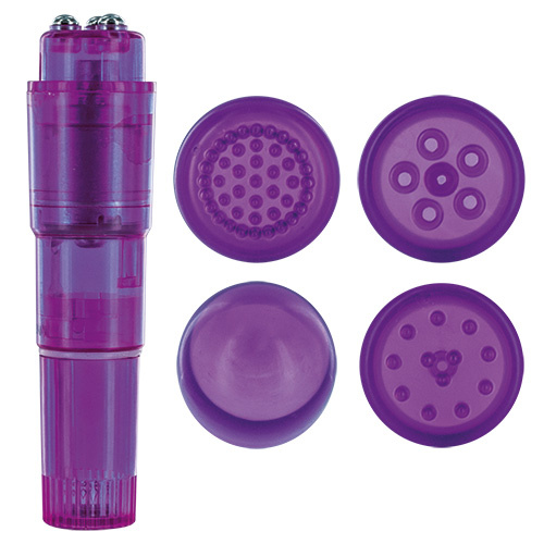 Фиолетовая виброракета с 4 насадками MULTI STIMULATOR CANDY PIE PURPLE PULSY