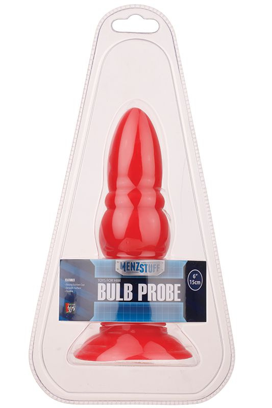 Красная анальная пробка MENZSTUFF BULB PROBE - 15 см.