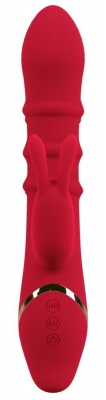 Красный вибратор-кролик с 3 подвижными кольцами Rabbit Vibrator with 3 Moving Rings - 23,7 см.
