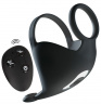 Черная вибронасадка для эрекции и стимуляции мошонки Cock ring with RC ball massager