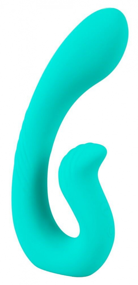 Бирюзовый вибратор NAIRA Dual Heads Vibrator - 17,5 см.