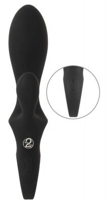 Черный вибратор-кролик с функцией расширения Inflatable Rabbit Vibrator - 18,3 см.