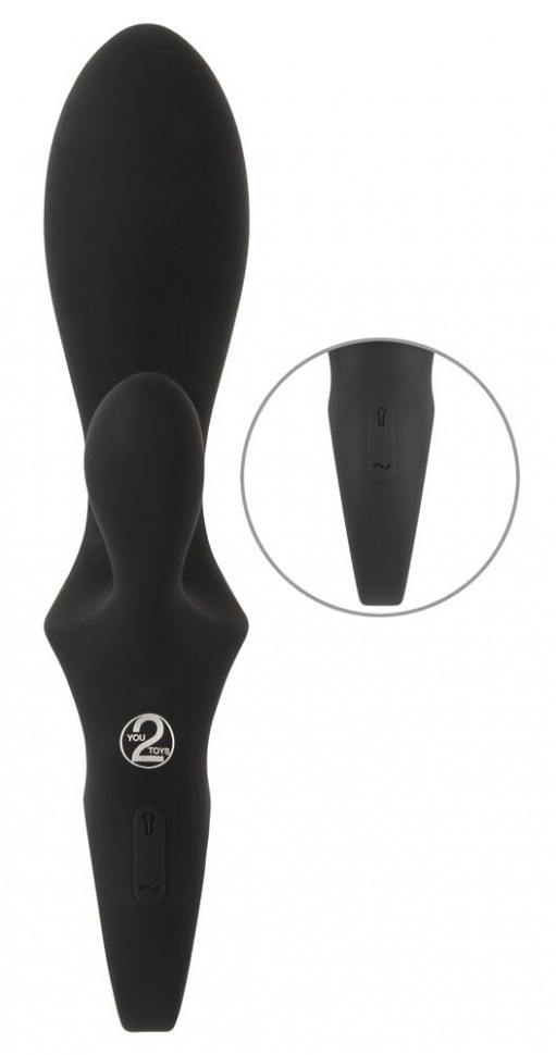 Черный вибратор-кролик с функцией расширения Inflatable Rabbit Vibrator - 18,3 см.