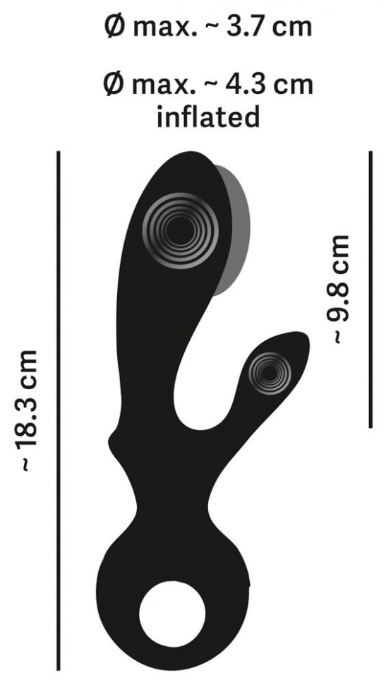 Черный вибратор-кролик с функцией расширения Inflatable Rabbit Vibrator - 18,3 см.