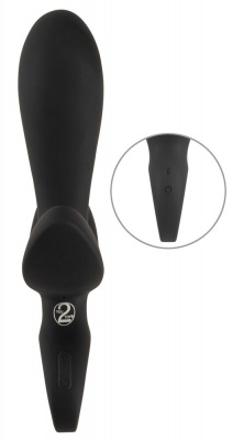 Черный вибратор с функцией расширения Inflatable Triple Vibrator - 18,9 см.