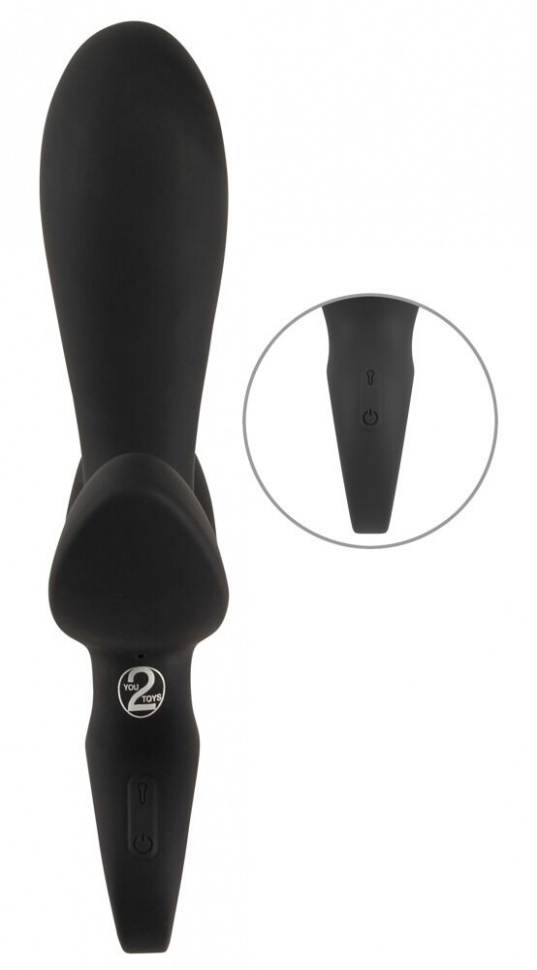 Черный вибратор с функцией расширения Inflatable Triple Vibrator - 18,9 см.
