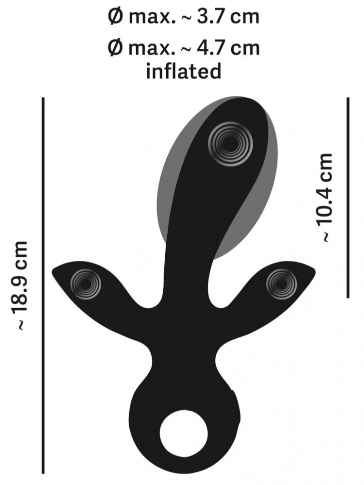 Черный вибратор с функцией расширения Inflatable Triple Vibrator - 18,9 см.