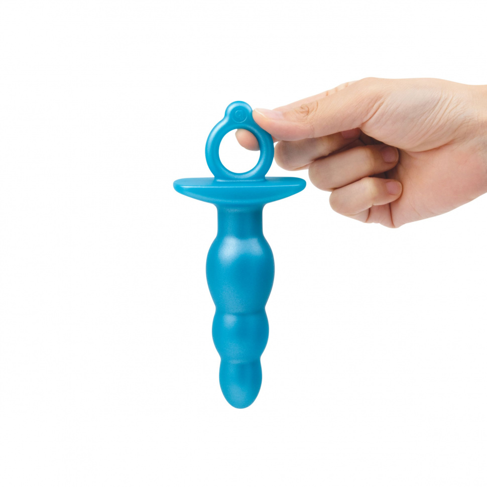 Голубая анальная пробка-елочка из силикона Bounce Plug - 14,3 см.