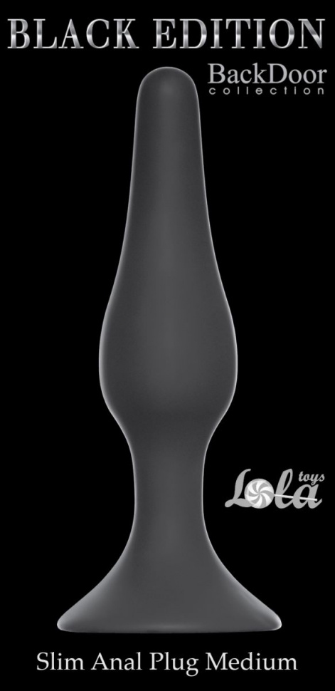 Чёрная анальная пробка Slim Anal Plug Medium - 11,5 см.