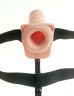 Телесный перезаряжаемый вибрострапон 11 Hollow Rechargeable Strap-on with Balls - 30 см.